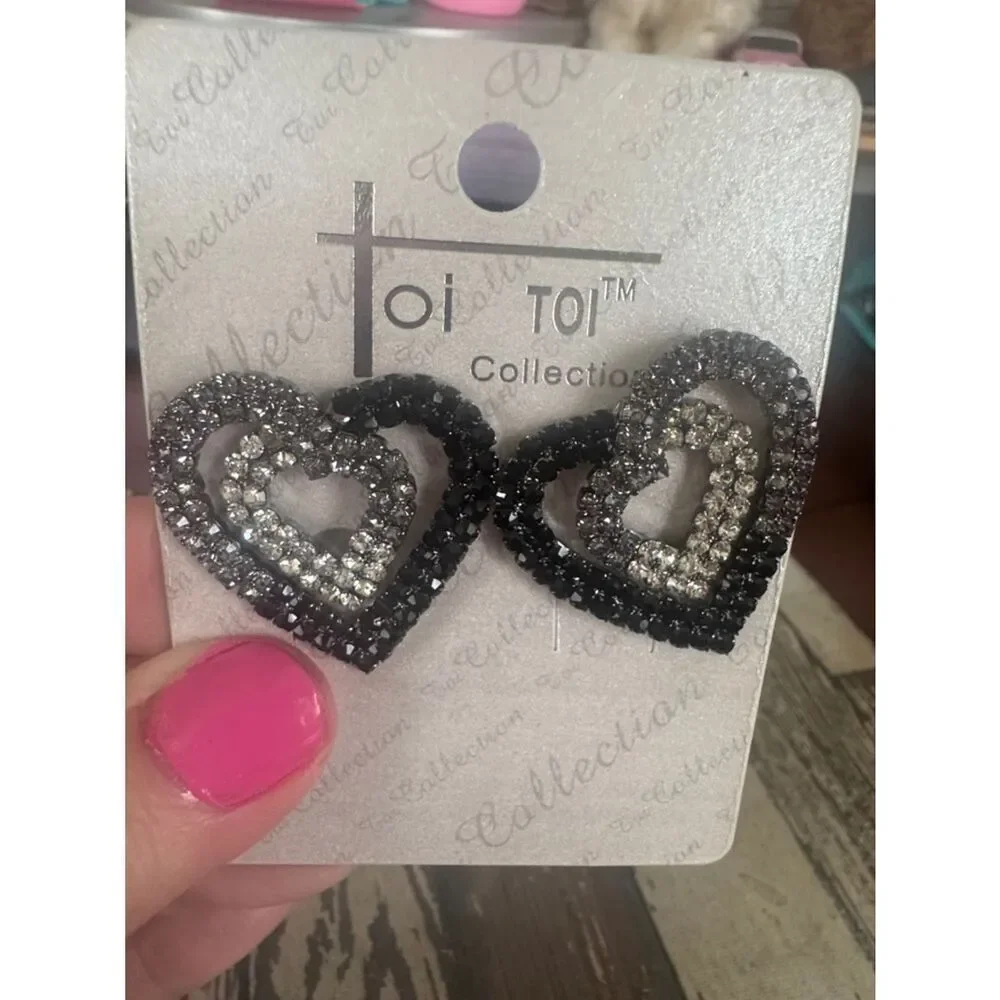 New! Classic French Pave Large Heart Earrings